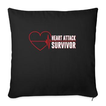 Survivor of a heart attack Heart attack - Sofa pillowcase 17,3'' x 17,3'' (45 x 45 cm) - black - Front
