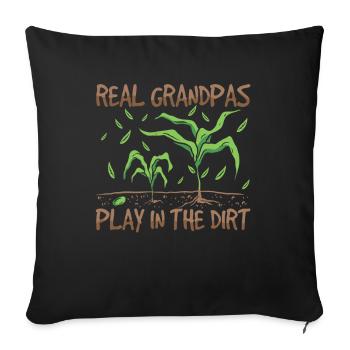 De vrais grands-pères jouant au jardinage dans la terre - Housse de coussin décorative 45 x 45 cm - noir - Devant