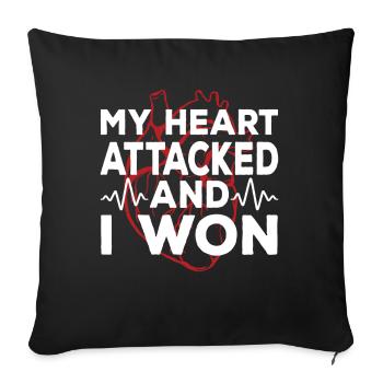 My heart attacked and I won - Sofa pillowcase 17,3'' x 17,3'' (45 x 45 cm) - black - Front