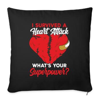 I survived a heart attack Heart attack - Sofa pillowcase 17,3'' x 17,3'' (45 x 45 cm) - black - Front