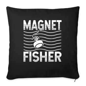 Magnet Fish Magnet Magnetic Fishing - Sofa pillowcase 17,3'' x 17,3'' (45 x 45 cm) - black - Front