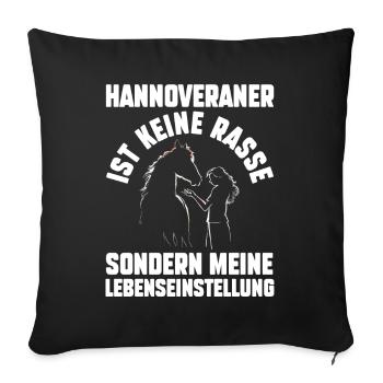 Pferd Reitsport Reiten Pferdesport Hannoveraner - Sofakissenbezug 45 x 45 cm - Schwarz - Vorne