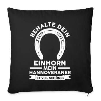 Pferd Reitsport Reiten Pferdesport Hannoveraner - Sofakissenbezug 45 x 45 cm - Schwarz - Vorne