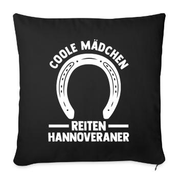 Pferd Reitsport Reiten Pferdesport Hannoveraner - Sofakissenbezug 45 x 45 cm - Schwarz - Vorne