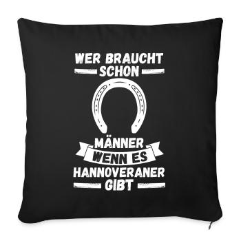 Pferd Reitsport Reiten Pferdesport Hannoveraner - Sofakissenbezug 45 x 45 cm - Schwarz - Vorne