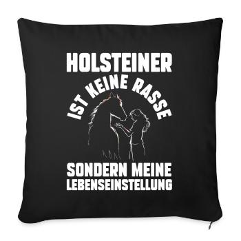 Pferd Reitsport Reiten Pferdesport Holsteiner - Sofakissenbezug 45 x 45 cm - Schwarz - Vorne