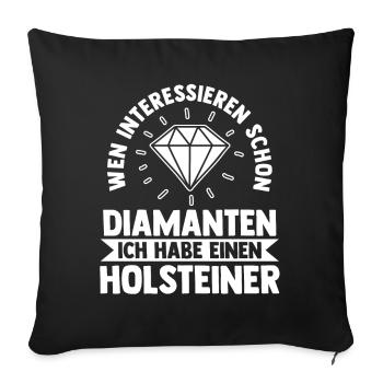 Pferd Reitsport Reiten Pferdesport Holsteiner - Sofakissenbezug 45 x 45 cm - Schwarz - Vorne