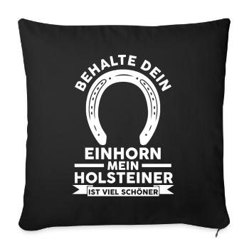Pferd Reitsport Reiten Pferdesport Holsteiner - Sofakissenbezug 45 x 45 cm - Schwarz - Vorne