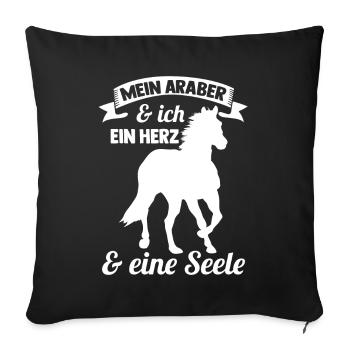 Pferd Reitsport Reiten Pferdesport Araber - Sofakissenbezug 45 x 45 cm - Schwarz - Vorne