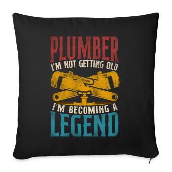 Plombier plombier retraité vintage - Housse de coussin décorative 45 x 45 cm - noir - Devant