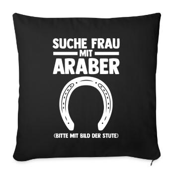 Pferd Reitsport Reiten Pferdesport Araber - Sofakissenbezug 45 x 45 cm - Schwarz - Vorne