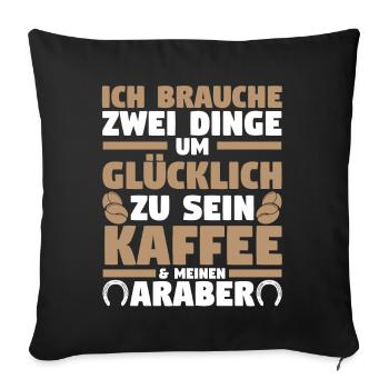 Pferd Reitsport Reiten Pferdesport Kaffee Araber - Sofakissenbezug 45 x 45 cm - Schwarz - Vorne