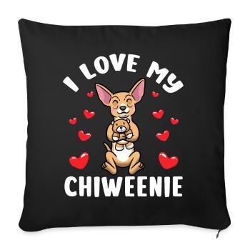 I love my Chiweenie dog with plush toy - Sofa pillowcase 17,3'' x 17,3'' (45 x 45 cm) - black - Front