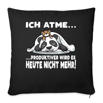 Schlafender Panda Mit Plüschtier Schlaf - Sofakissenbezug 45 x 45 cm - Schwarz - Vorne