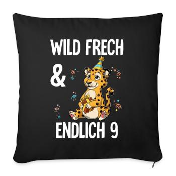 9. Geburtstag Leopard Wild Frech Und Endlich 9 - Sofakissenbezug 45 x 45 cm - Schwarz - Vorne