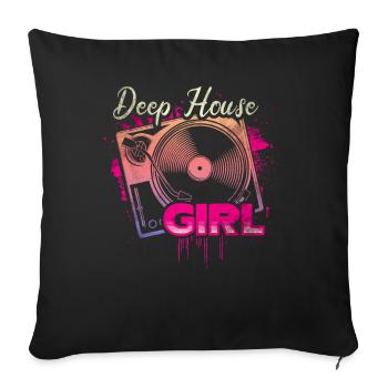 Deep House Music Girl Disc Jockey - Housse de coussin décorative 45 x 45 cm - noir - Devant