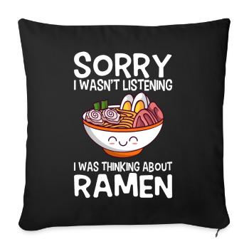 Kawaii Anime Japonais Coréen Ramen Noodle Soup - Housse de coussin décorative 45 x 45 cm - noir - Devant