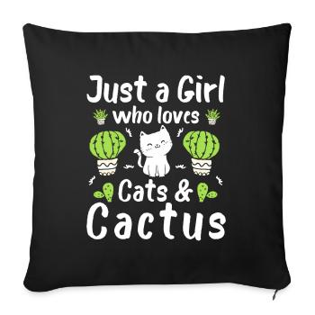 Just A Girl Who Loves Cats And Cactus - Sofa pillowcase 17,3'' x 17,3'' (45 x 45 cm) - black - Front
