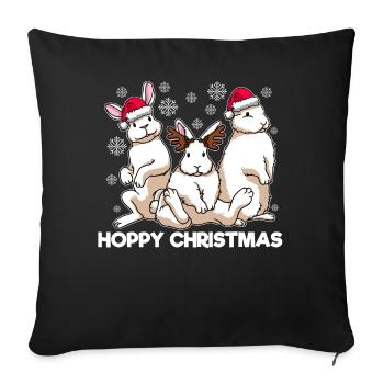 Hoppy Noël Lapin Père Noël Blanc - Housse de coussin décorative 45 x 45 cm - noir - Devant