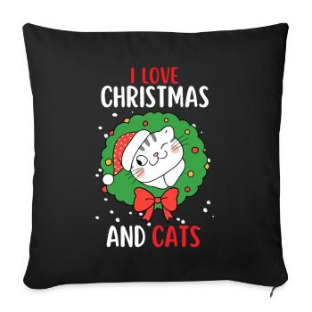 J’aime Noël et Chats Chat Noël - Housse de coussin décorative 45 x 45 cm - noir - Devant