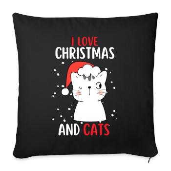 I Love Christmas and Cats Cat Christmas - Sofa pillowcase 17,3'' x 17,3'' (45 x 45 cm) - black - Front