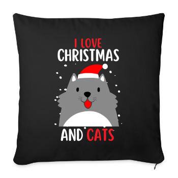 I Love Christmas and Cats Cat Christmas - Sofa pillowcase 17,3'' x 17,3'' (45 x 45 cm) - black - Front