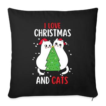 J’aime Noël et Chats Chat Noël - Housse de coussin décorative 45 x 45 cm - noir - Devant