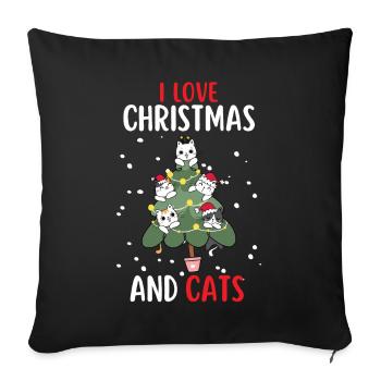 J’aime Noël et Chats Chat Noël - Housse de coussin décorative 45 x 45 cm - noir - Devant