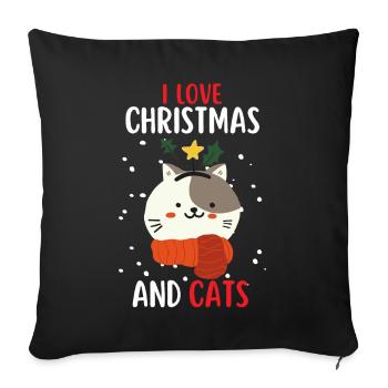 J’aime Noël et Chats Chat Noël - Housse de coussin décorative 45 x 45 cm - noir - Devant
