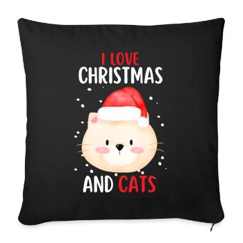 J’aime Noël et Chats Chat Noël - Housse de coussin décorative 45 x 45 cm - noir - Devant