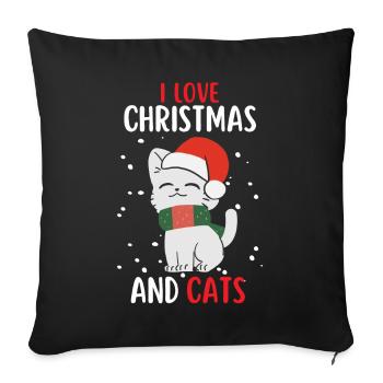 J’aime Noël et Chats Chat Noël - Housse de coussin décorative 45 x 45 cm - noir - Devant