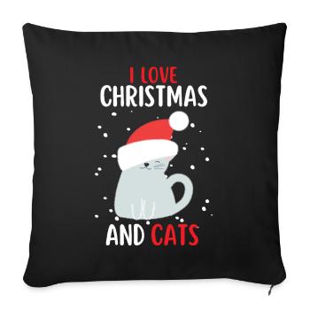 J’aime Noël et Chats Chat Noël - Housse de coussin décorative 45 x 45 cm - noir - Devant
