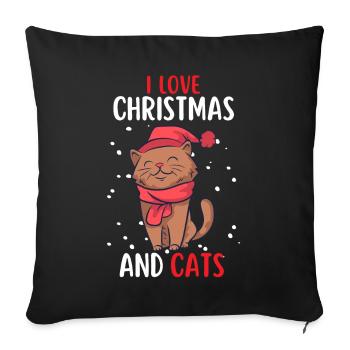 J’aime Noël et Chats Chat Noël - Housse de coussin décorative 45 x 45 cm - noir - Devant