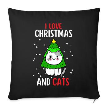 J’aime Noël et Chats Chat Noël - Housse de coussin décorative 45 x 45 cm - noir - Devant