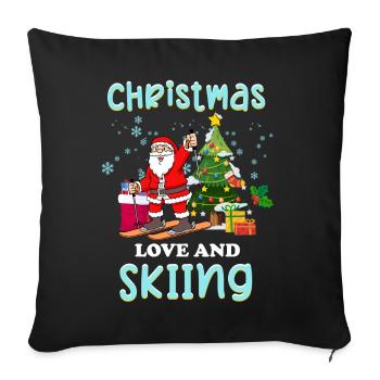 Ski holiday skiers Christmas Love skiing - Sofa pillowcase 17,3'' x 17,3'' (45 x 45 cm) - black - Front