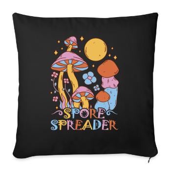Cottagecore Esthétique Rétro Champignons et Mycologie - Housse de coussin décorative 45 x 45 cm - noir - Devant