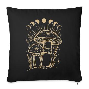 Champignons Boho & Minimalisme Goblincore Esthétique - Housse de coussin décorative 45 x 45 cm - noir - Devant