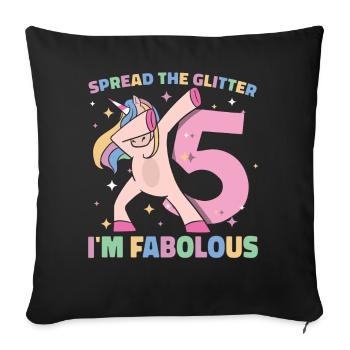 Rainbow Unicorn 5th Birthday Girl 5 ans - Housse de coussin décorative 45 x 45 cm - noir - Devant