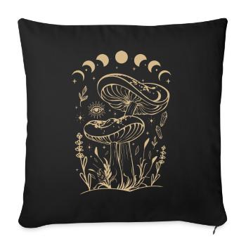 Boho Mushrooms & Minimalism Goblincore Aesthetic - Sofa pillowcase 17,3'' x 17,3'' (45 x 45 cm) - black - Front