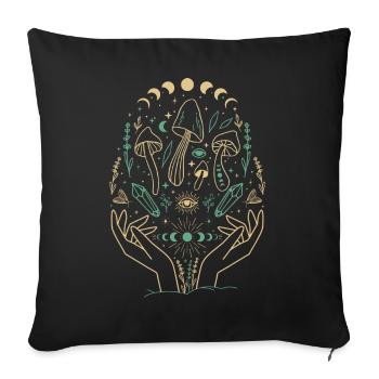 Champignons Boho & Minimalisme Goblincore Esthétique - Housse de coussin décorative 45 x 45 cm - noir - Devant