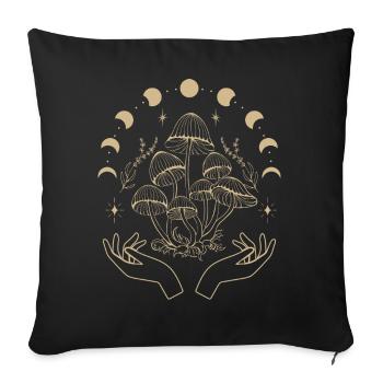 Boho Mushrooms & Minimalism Goblincore Aesthetic - Sofa pillowcase 17,3'' x 17,3'' (45 x 45 cm) - black - Front