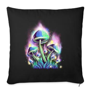 Cottagecore Esthétique Rétro Champignons et Mycologie - Housse de coussin décorative 45 x 45 cm - noir - Devant