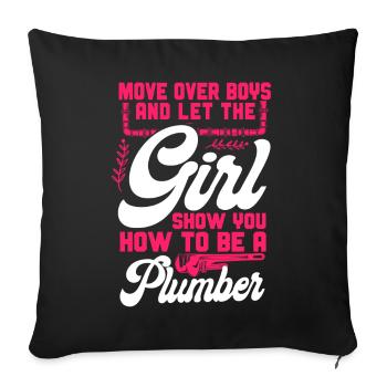 Plombier de plomberie femme déménager - Housse de coussin décorative 45 x 45 cm - noir - Devant