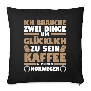 Pferd Reitsport Reiten Pferdesport Kaffee Norweger - Sofakissenbezug 45 x 45 cm - Schwarz - Vorne