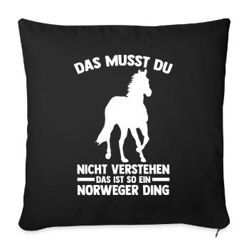 Pferd Reitsport Reiten Pferdesport Norweger - Sofakissenbezug 45 x 45 cm - Schwarz - Vorne