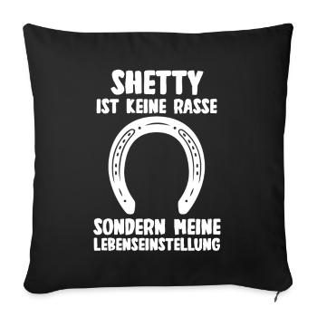 Pferd Reitsport Reiten Pferdesport Shetty - Sofakissenbezug 45 x 45 cm - Schwarz - Vorne
