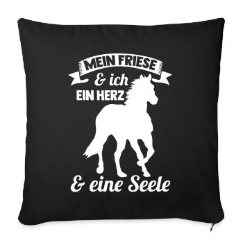 Pferd Reitsport Reiten Pferdesport Friese - Sofakissenbezug 45 x 45 cm - Schwarz - Vorne