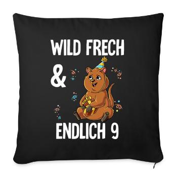 9. Geburtstag Quokka Wild Frech Und Endlich 9 - Sofakissenbezug 45 x 45 cm - Schwarz - Vorne