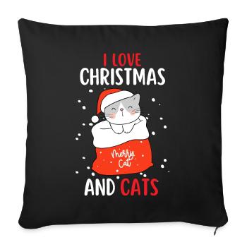I Love Christmas and Cats Cat Christmas - Sofa pillowcase 17,3'' x 17,3'' (45 x 45 cm) - black - Front