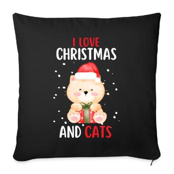 J’aime Noël et Chats Chat Noël - Housse de coussin décorative 45 x 45 cm - noir - Devant